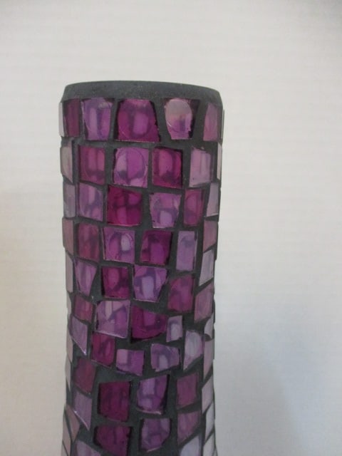 Mosaic Amethyst Glass Bottle Vase - 3