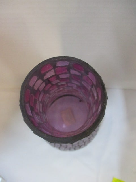 Mosaic Amethyst Glass Bottle Vase - 4
