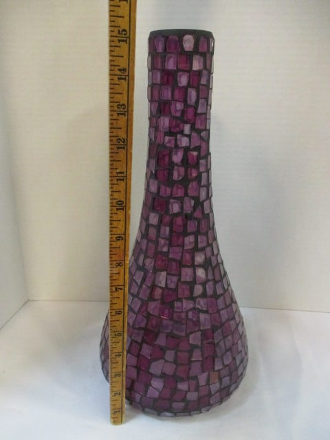 Mosaic Amethyst Glass Bottle Vase - 5