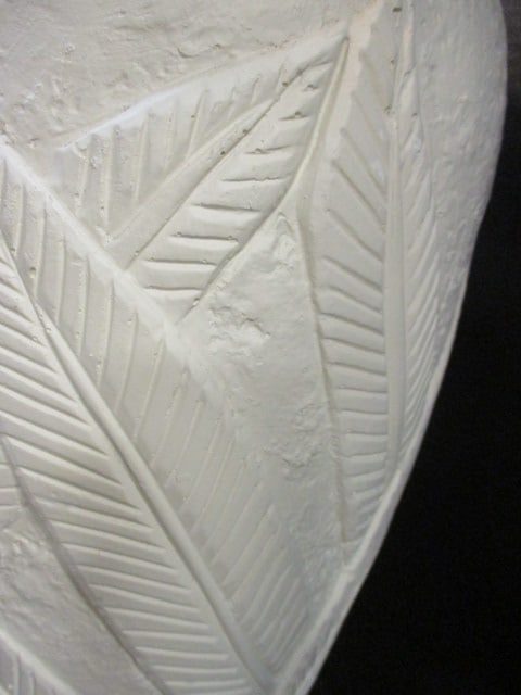 Heavy Plaster Vase with Leaf Frond Design - 3