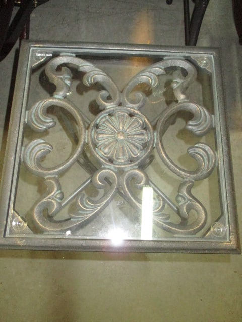 Wrought Metal Table/Stand with Glass Top - 2