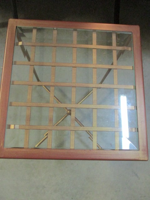 Metal Sunroom Table/Stand with Beveled Glass Top - 2