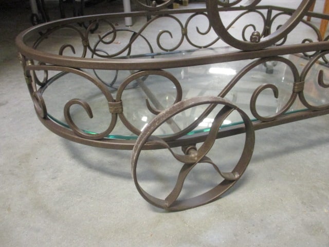 Bronzed Scrolling Metal Tiered Glass Shelf Tea Cart - 6