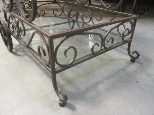 Bronzed Scrolling Metal Tiered Glass Shelf Tea Cart - 7