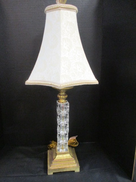 Gilt Table Lamp with Dimpled Glass Post (1 of 6)