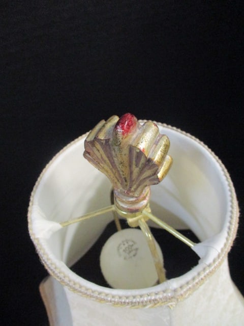 Gilt Table Lamp with Dimpled Glass Post - 5