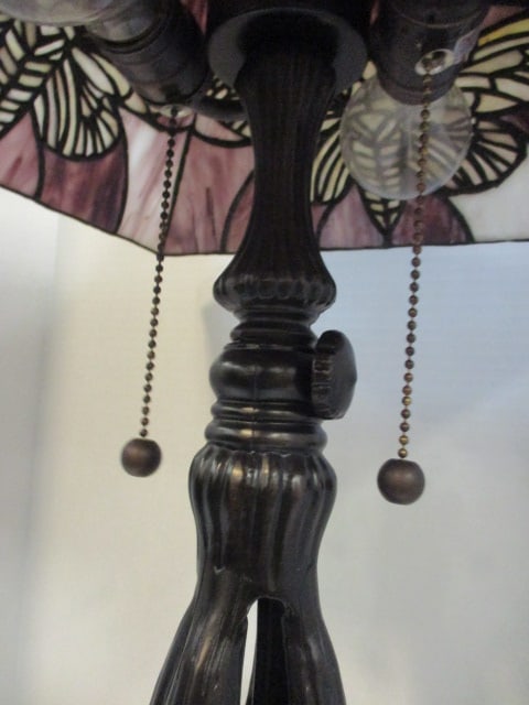 Stained Glass Style Table Lamp featuring a Stylized Moth Motif Shade - 3