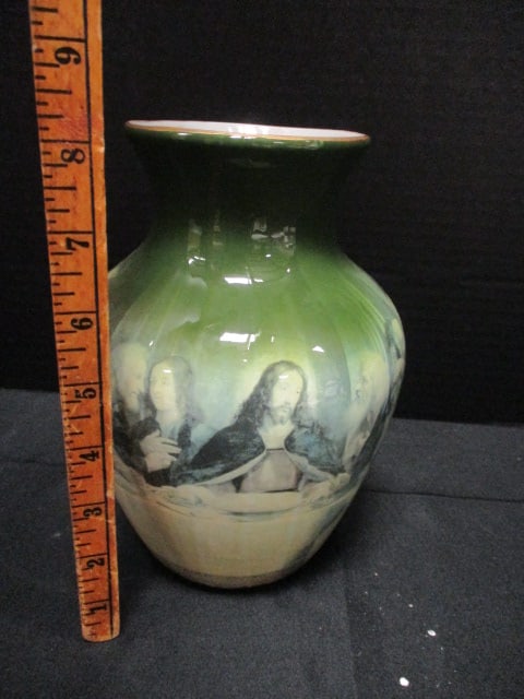 "The Last Supper" Transferware Stoneware Vase - 5