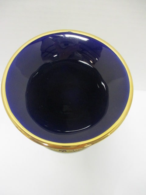 T Dagounis Handmade in Greece 24K Gold Accented Cobalt Classical Design Urn - 2