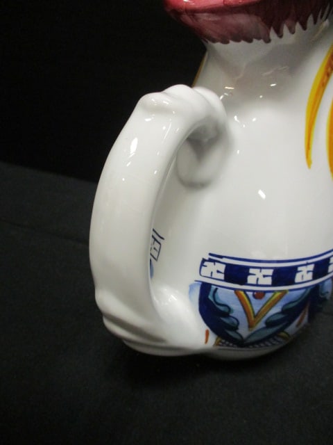 Signed Handpainted Italian Pottery Rooster Pitcher - 3