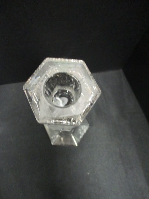 Pair of Mikasa Crystal Candle Holders and Cut Frosted Rose Design Vase - 3