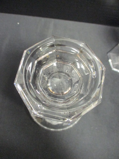 Pair of Mikasa Crystal Candle Holders and Cut Frosted Rose Design Vase - 6