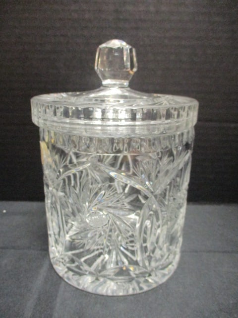 Polish Crystal Biscuit Jar: 7 1/2"h