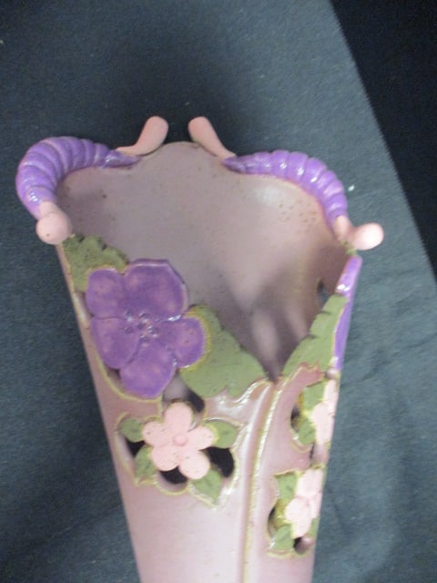 Signed Handpainted Studio Pottery Wall Pocket - 2