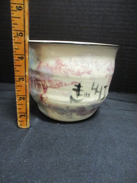 Signed Hand Turned Studio Pottery Vase/Cachepot - 5