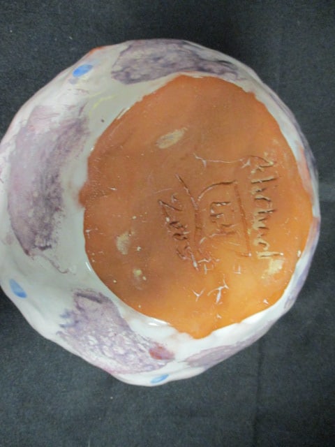 Signed Studio Pottery Handpainted Coil Style Bowl - 4