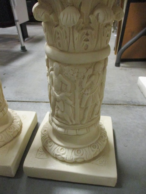 Pair of Chalkware Classical Design Ionic Column Pedestals - 3