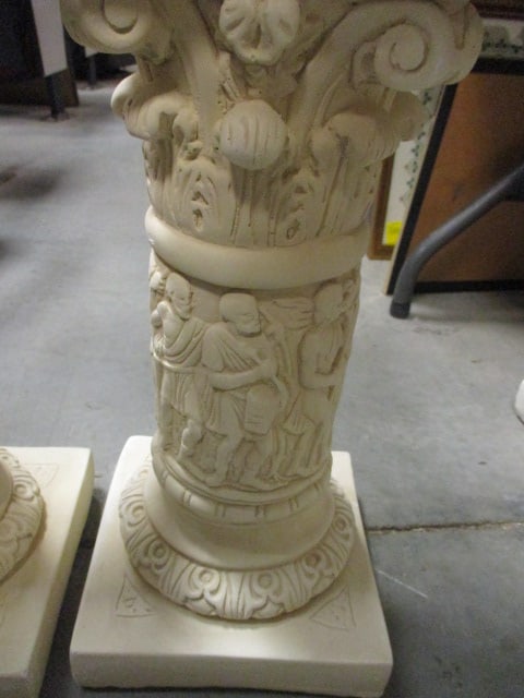 Pair of Chalkware Classical Design Ionic Column Pedestals - 3