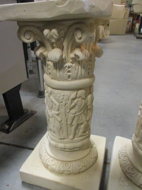 Pair of Chalkware Classical Design Ionic Column Pedestals - 4