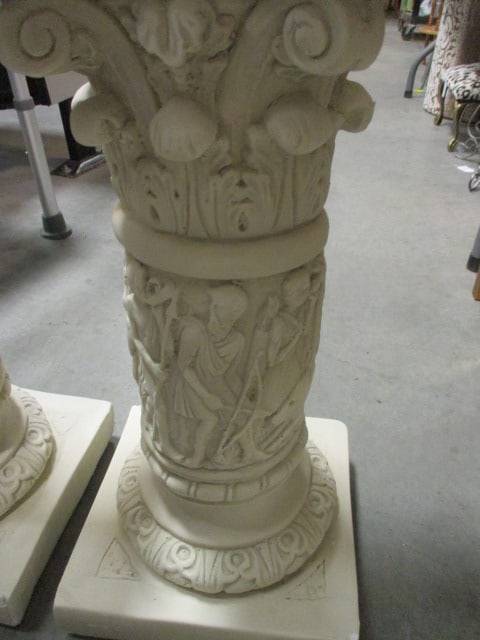 Pair of Chalkware Classical Design Ionic Column Pedestals - 3