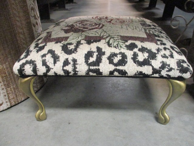 Tapestry Covered Foot Stool: 14"square x 9"h, Local Pickup Only