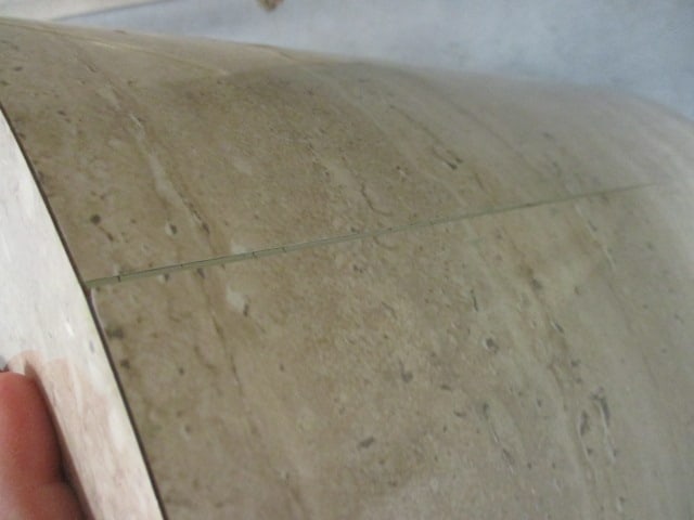 Postmodern Faux Travertine Laminate Waterfall Design 5 Piece Vanity Set with Gold Accent Bands - 12