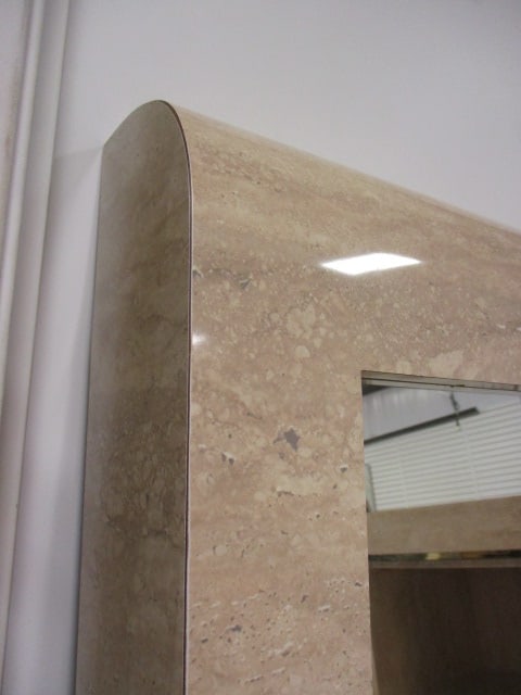 Postmodern Faux Travertine Laminate Waterfall Design Pier Mirror and Console Table Set - 3