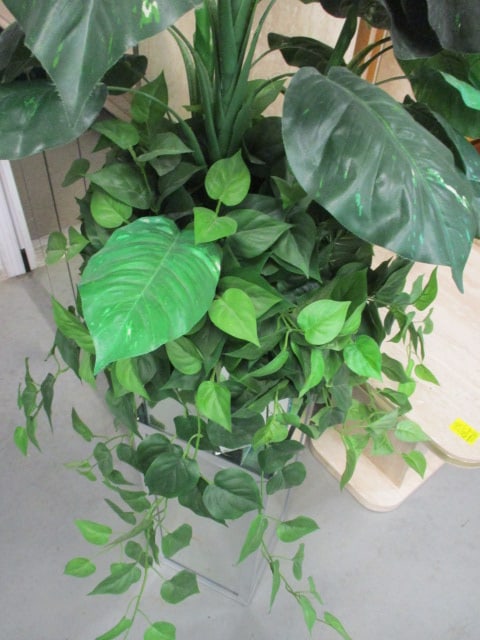 Custom Made Mirrored Panel Pedestal Stand and Octagonal Planter with Artificial Greenery - 4