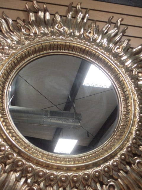 Large Gilt Molded Frame Sun Burst Wall Mirror - 3