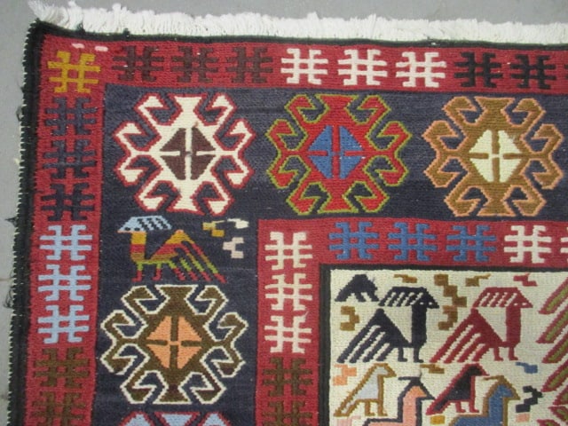 Handwoven Caucasian Kilim Style Accent Area Rug - 7