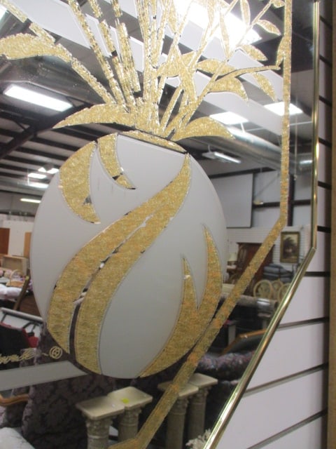 Accessory Art 1980's Octagonal Richard E. Sandoval Copyright Design Wall Mirror - 2
