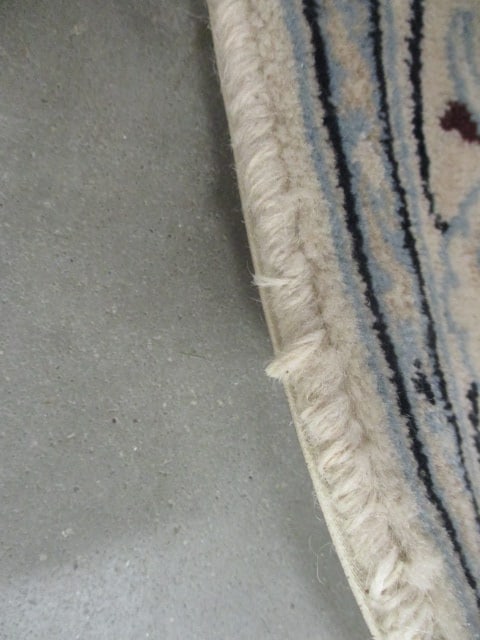 Ivory Border Navy Center Medallion Floral Design Wool Accent Rug - 10