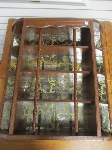 Curved Wall Display Shelf with Verre Eglomise Style Mirror Back (1 of 4)