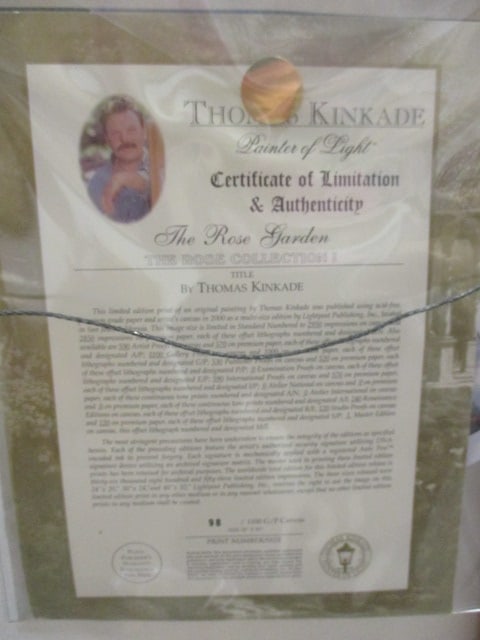 Thomas Kinkade "The Rose Garden" The Rose Collection I Series Hand Highlighted - 18