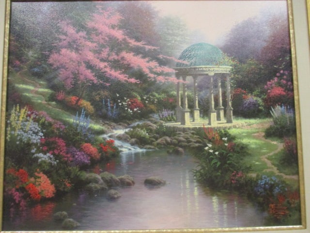 Thomas Kinkade "Pools of Serenity" The Gardens of Prayer II Series Hand Highlighted - 2