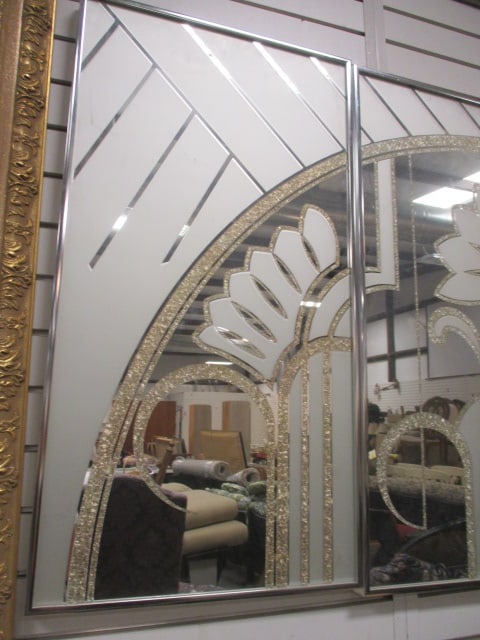 Accessory Art 1980's 3 Panel Art Deco Motif Etched Mirror Wall Art - 2