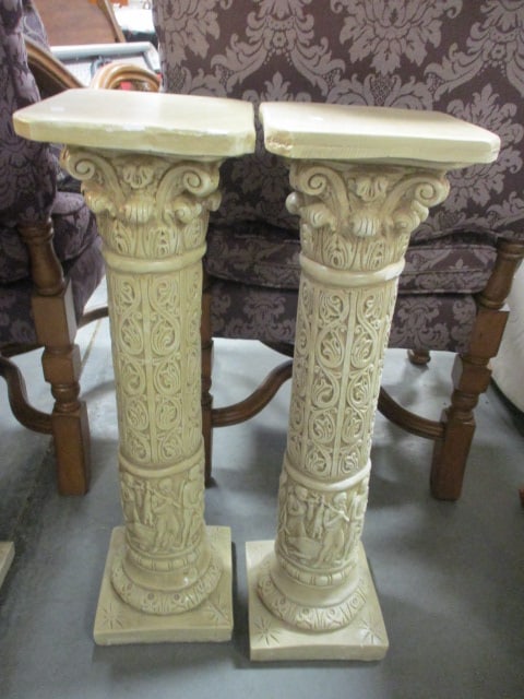 Pair of Chalkware Classical Design Ionic Column Pedestals (1 of 6)