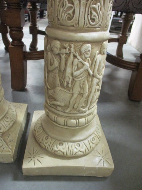 Pair of Chalkware Classical Design Ionic Column Pedestals - 2
