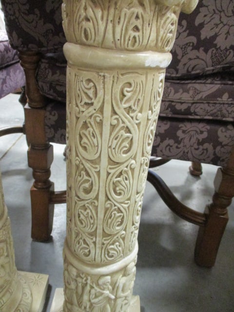 Pair of Chalkware Classical Design Ionic Column Pedestals - 3