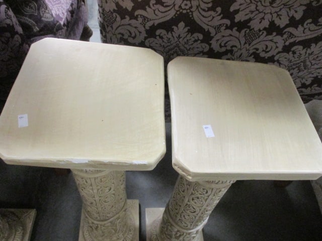 Pair of Chalkware Classical Design Ionic Column Pedestals - 5