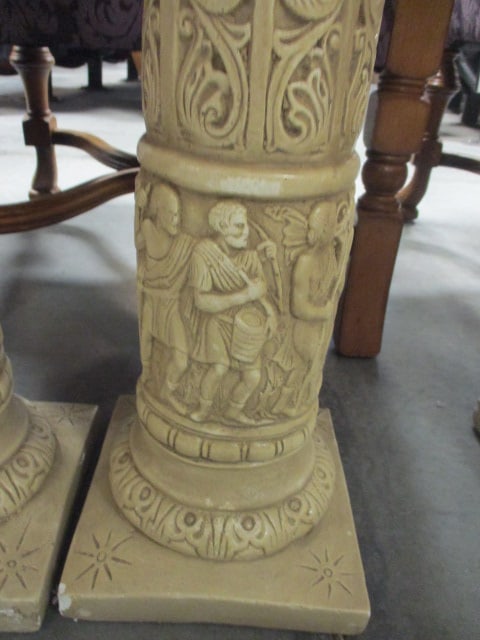 Pair of Chalkware Classical Design Ionic Column Pedestals - 2