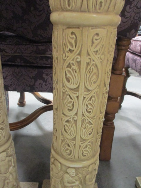 Pair of Chalkware Classical Design Ionic Column Pedestals - 3
