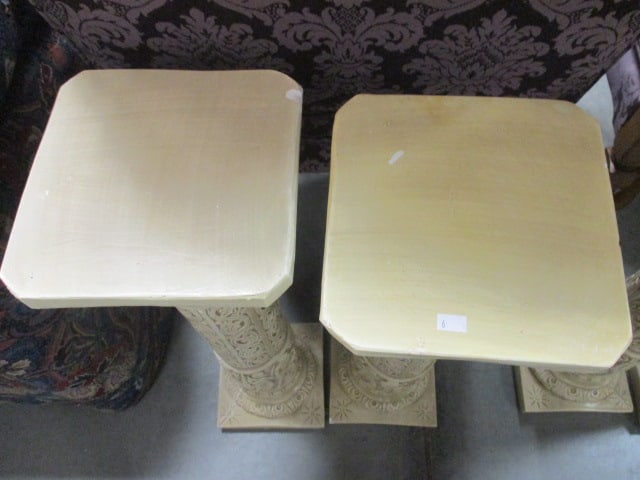 Pair of Chalkware Classical Design Ionic Column Pedestals - 5