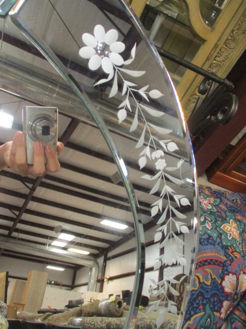Reverse Etched Floral Venetian Style Wall Mirror - 3
