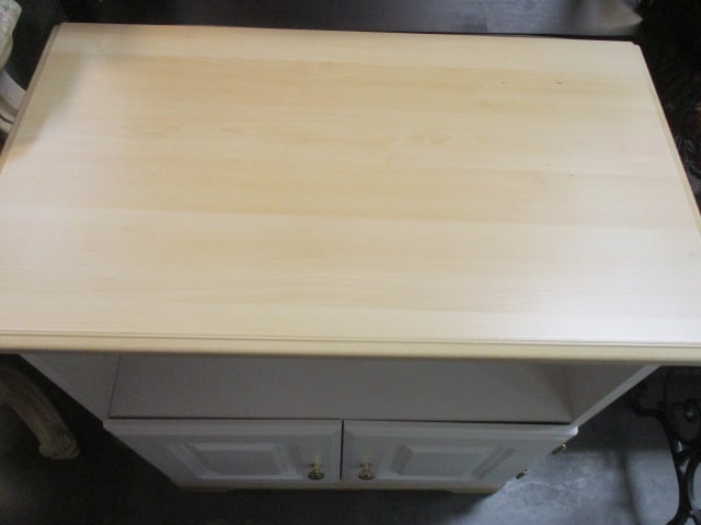 2 Tone White and Natural Wood Cabinet - 2