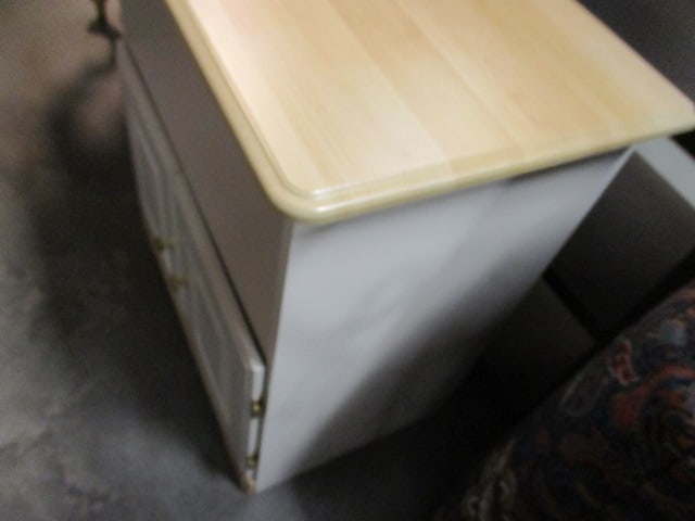 2 Tone White and Natural Wood Cabinet - 4