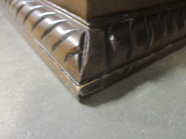 Square Classical Style Carved Wood Pedestal Stands with Inset Marble Top - 6