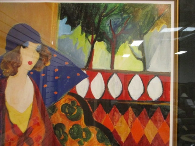 Framed and Matted Itzchak Tarkay "Indigo Chapeau" Seriolithograph - 4