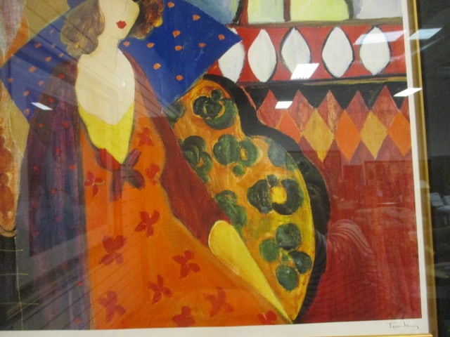 Framed and Matted Itzchak Tarkay "Indigo Chapeau" Seriolithograph - 5
