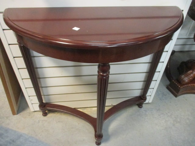 Bombay Mahogany Demilune Table: 30 1/2" x 12" x 28 1/2", Local Pickup Only